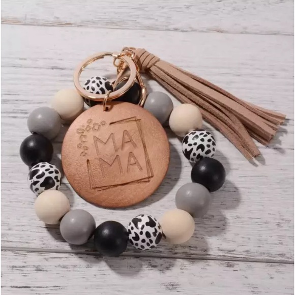 MAMA Woden Bead Tassel Keychain - Picture 3 of 5